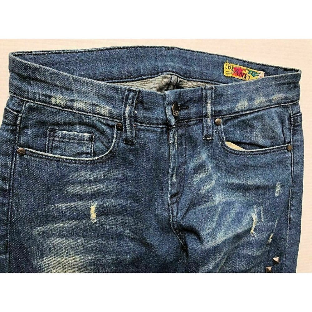 Blank NYC Women's Blue Denim Distressed Studded Skinny Jeans Size 26 NWOT - Picture 3 of 10
